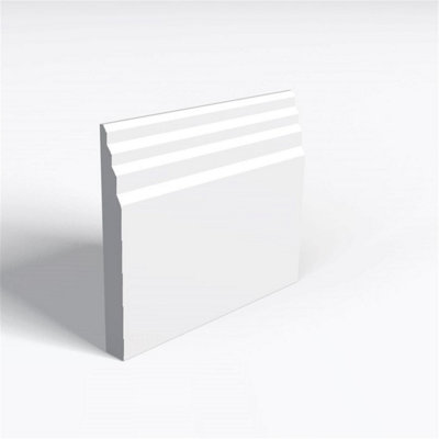 Pack of 10 (Total 10 Units) - Moisture Resistant MDF Primed Stepped Skirting Board - 18mm (T) x 94mm (H) x 3050mm (L)