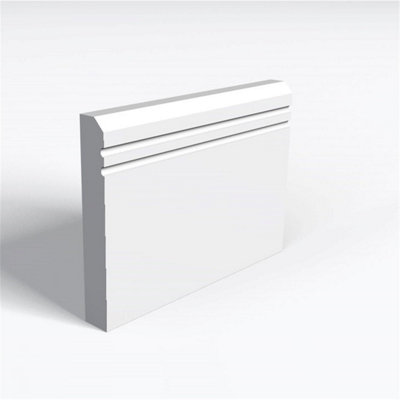 Pack of 10 (Total 10 Units) - MR MDF Primed Chamfered 2 Drips Skirting Board - 18mm(T) x 94mm(H) x 4200mm(L)