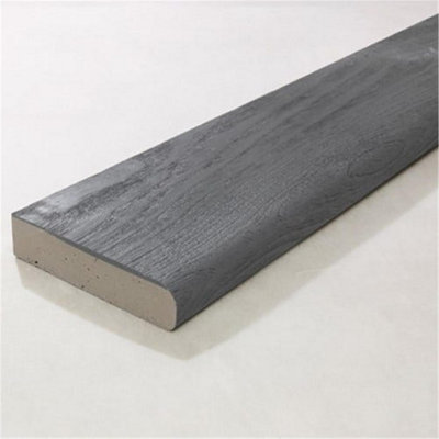 Pack of 10 (Total 10 Units) - Premium Bullnosed Composite Decking Boards - 150mm (W) x 32mm (H) x 3600mm (L) - Brushed Basalt