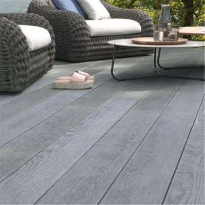 Pack of 10 (Total 10 Units) - Premium Enhanced Grain Composite Decking Boards - 126m (W) x 32mm (H) x 3600mm (L) - Brushed Basalt