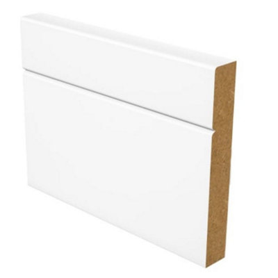 PACK OF 10 (Total 10 Units)  - V-Groove White MDF Skirting - 18mm x 119mm - 4200mm Length