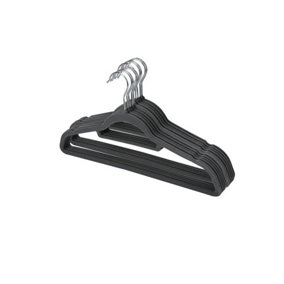 Pack of 10 Velvet Thin Non Slip Clothes Hangers with Tie Bar &  Swivel Hooks Organizer For Coat Suit Trousers Hanger Charcoal