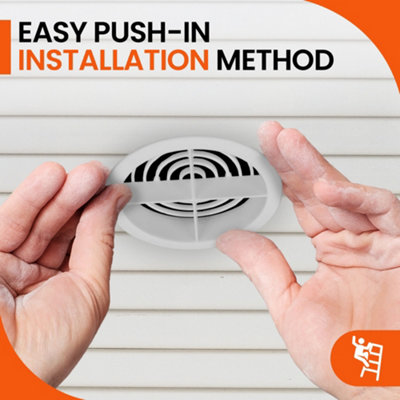 Pack of 10 White Plastic 68mm Round Soffit Air Vents Push in Roof and Eave Circular Mesh Air Vents - 3