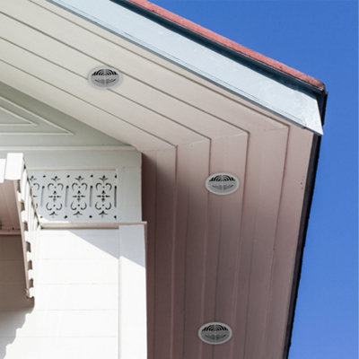 Pack of 10 White Plastic 68mm Round Soffit Air Vents Push in Roof and Eave Circular Mesh Air Vents - 6