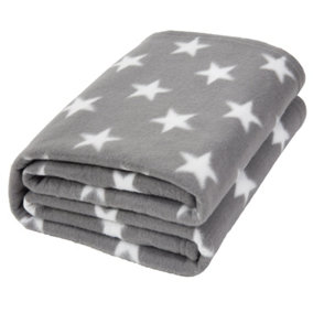 Pack of 10 x Star Print Soft Fleece Blanket Throw, 120x150 cm