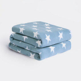 Pack of 10 x Star Print Soft Fleece Blanket Throw, 120x150 cm
