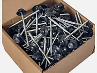 Pack of 100 Black Onduline Roofing Nails Fixings For Corrugated Bitumen Roofing Sheets