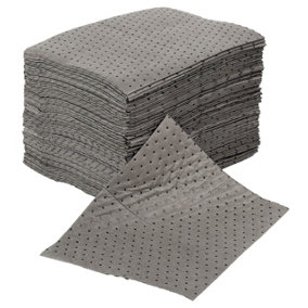 Pack of 100 General Purpose Maintenance Universal Absorbent Heavyweight Spill Pads - Each pad absorbs Approx 1Litre Each