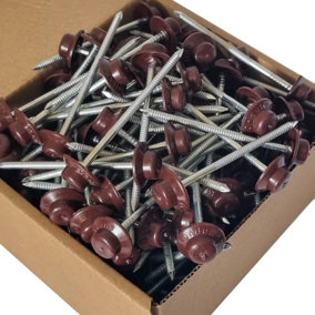 Pack of 100 Red Onduline Roofing Nails Fixings For Corrugated Bitumen Roofing Sheets