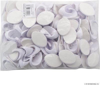 Pack Of 100 Self Adhesive Hooks Large Oval White Wall Door Peg Sticky