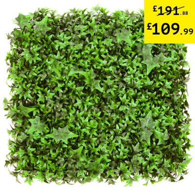 Pack of 12 Best Artificial Ivy Hedging 50cm x 50cm Mats (3 Square Metres)