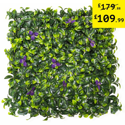 Pack of 12 Best Artificial Laurel Leaf Purple Hedging 50cm x 50cm Mats (3 Square Metres)