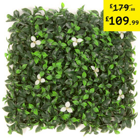 Pack of 12 Best Artificial Laurel Leaf White Hedging 50cm x 50cm Mats (3 Square Metres)