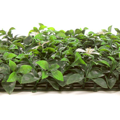 Pack of 12 Best Artificial Laurel Leaf White Hedging 50cm x 50cm Mats (3 Square Metres)