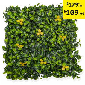 Pack of 12 Best Artificial Laurel Leaf Yellow Hedging 50cm x 50cm Mats (3 Square Metres)