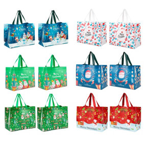 Pack of 12 Christmas Gift Bags - 6 Designs