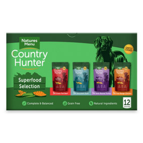 Pack of 12 Country Hunter Superfood Selection Dog Food Pouches 150g