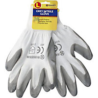 Pack Of 12 Heavy Duty Non-slip Safety Work Gloves - Grey & White Size 9, Nitrile Coated, Secure Grip On Palm & Fingers