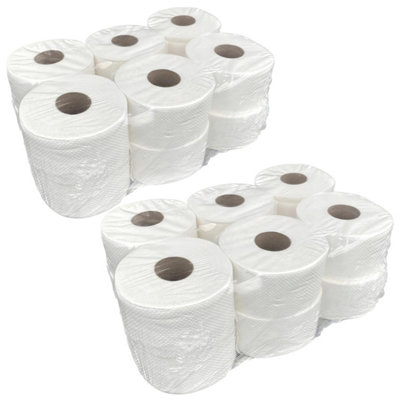 Pack Of 12 Highly Absorbent White Embossed 2ply Centre Feed Paper Rolls