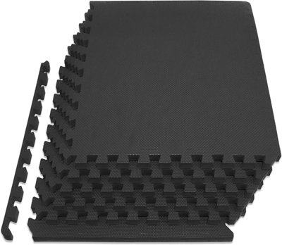 Pack of 12 Interlocking Gym Floor Mat Tiles Soft Smooth EVA Foam Yoga ...