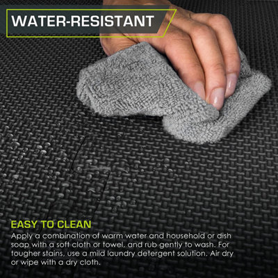 Pack of 12 Interlocking Gym Floor Mat Tiles Soft Smooth EVA Foam Yoga Kids Play 60 x 60cm BLACK - 5