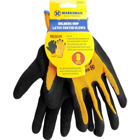 Pack Of 12 Pairs Latex Coated Builders Garden Work Gardening Gloves Grip Medium
