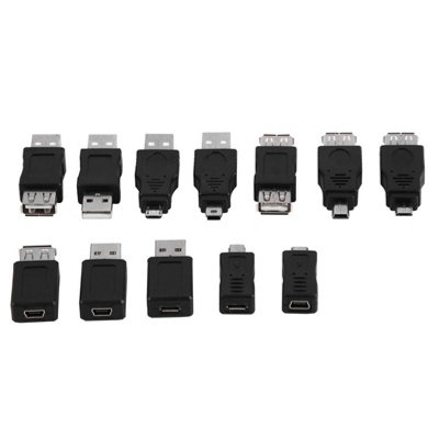 Pack of 12 Pcs Multiple USB2.0 Adapters Micro/Mini Male Female Converters Connectors