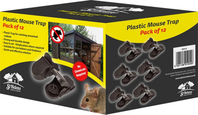 Pack of 12 Plastic Mouse Rat Trap Pest Catch Unwanted Rodents Strong & Durable