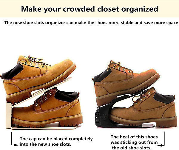 Shoe Slots Organizer,4 Gear Adjustable Height,20-Pack Holders Help Your... Shoe Slots Organizer,4 Gear Adjustable Height,20-Pack Holders Help Your...