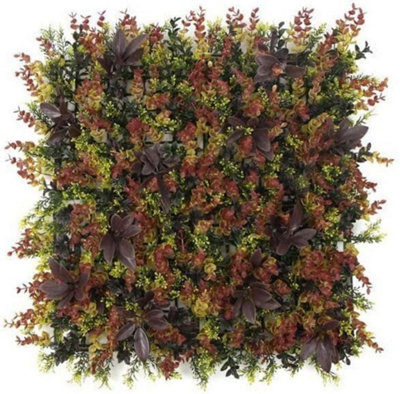 Pack of 12 x Artificial Boxwood Topiary Screen Wall Hedge Grass 50x50cm For Indoor/Outdoor - Red