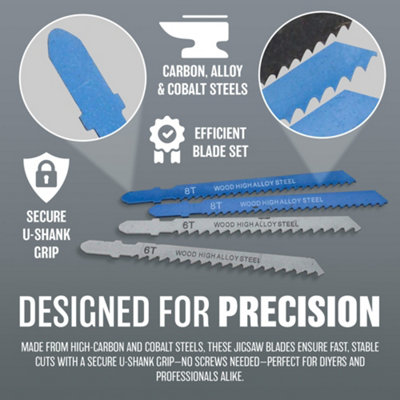 Pack Of 14 Jigsaw Blades Set Comes In A Case For Easy Storage Heavy Duty - 3