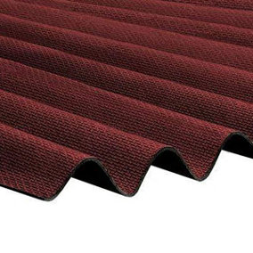 Pack of 15 - BituRoof - Durable Red Corrugated Bitumen Roofing Sheets - 2000x950mm