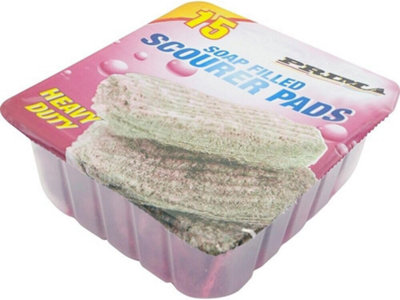 Pack Of 15 Heavy Duty Soap Filled Washing Pads Dish Cleaning Kitchen Sponge
