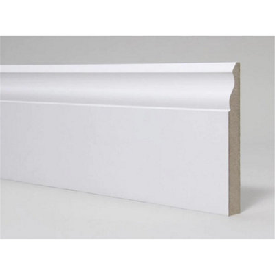 PACK OF 15 (Total 15 Units) - 18mm x 119mm White Primed MDF Ogee Skirting Board - 2700mm Length