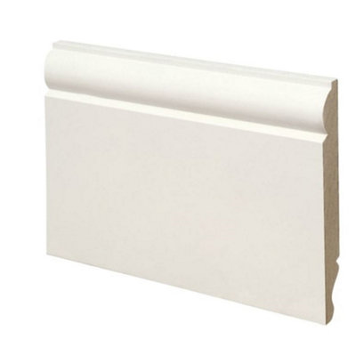 PACK OF 15 (Total 15 Units)  - Dual Purpose Torus & Ogee White MDF Skirting- 18mm x 119mm - 4200mm Length