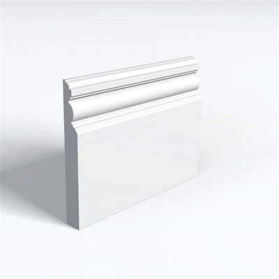 Pack of 15 (Total 15 Units) - Moisture Resistant MDF Primed Edwardian Skirting Board - 18mm (T) x 94mm (H) x 3050mm (L)