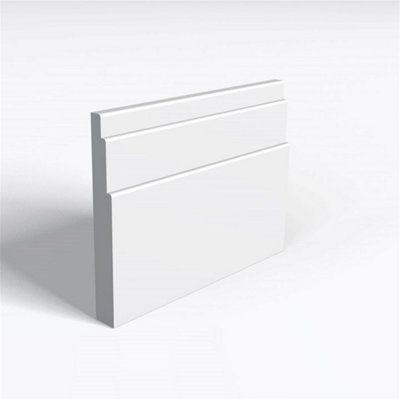 Pack of 15 (Total 15 Units) - Moisture Resistant MDF Primed Fitzroy Skirting Board & Rebate - 18mm (T) x 94mm (H) x 4200mm (L)