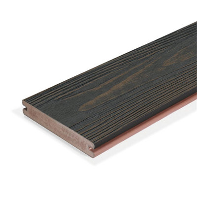Pack of 15 (Total 15 Units) - Premium Apex Grooved Deck Boards - 140mm (W) x 24mm (H) x 4800mm (L) - Carbonised Osage