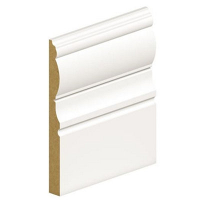 PACK OF 15 (Total 15 Units)  - Victorian Primed MDF Skirting - 18mm x 180mm - 4200mm Length