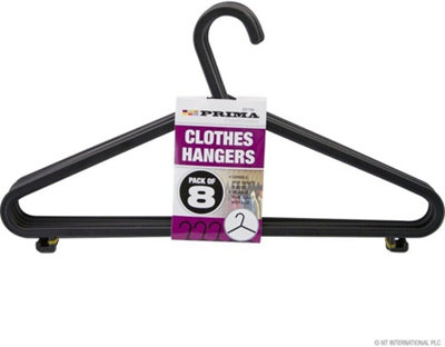 Pack Of 16 Black Clothes Hangers Garments Coat Plastic Hanger Trouser Wardrobe