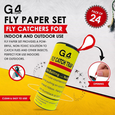 Pack of 16 Sticky Fly Paper Traps Indoor Outdoor Fly Catcher Strips for ...