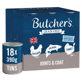 Pack of 18 Butcher's Joints & Coat Dog Food Cans 390g