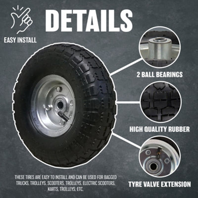 Pack Of 2 10" Pneumatic Wheels For Sack Trucks/Trolleys/Wheelbarrows - 6