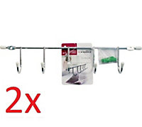 Pack Of 2 5 Hook Wall Hanger Stainless Steel Hook Coat Hat Clothes Rack Home