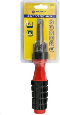 Pack Of 2 6 In 1 Screwdriver With Magnetic Bits Slotted Phillips Multi ...