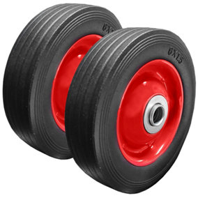 Pack of 2 6" Solid Wheels for Sack Truck / Trolley / Cart 6 Inch Wheels 16mm Roller Bearings