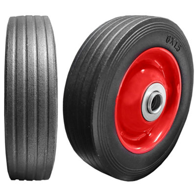 Pack of 2 6" Solid Wheels for Sack Truck / Trolley / Cart 6 Inch Wheels 16mm Roller Bearings - 6