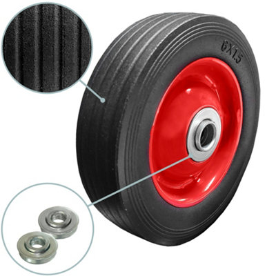 Pack of 2 6" Solid Wheels for Sack Truck / Trolley / Cart 6 Inch Wheels 16mm Roller Bearings - 7