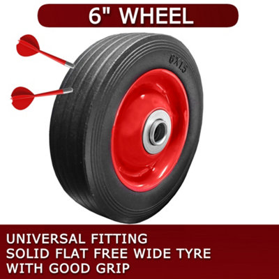 Pack of 2 6" Solid Wheels for Sack Truck / Trolley / Cart 6 Inch Wheels 16mm Roller Bearings - 8