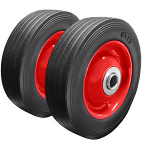 Pack of 2 6" Solid Wheels for Sack Truck / Trolly / Cart 6 Inch Wheels 12mm Roller Bearings